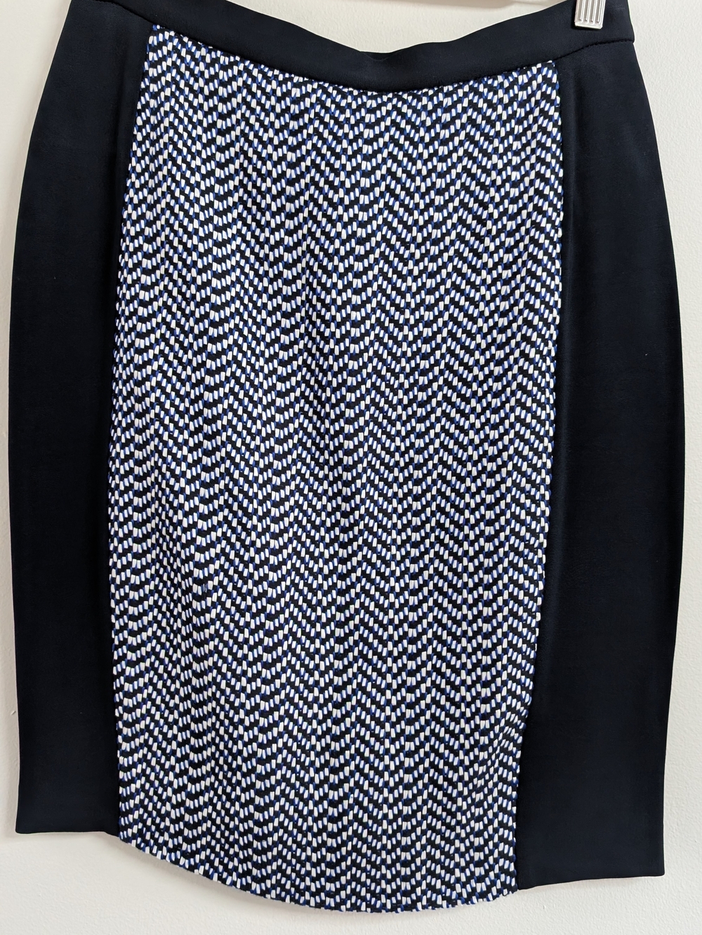 Club Monaco Navy and White Chevron-Print Pencil Skirt